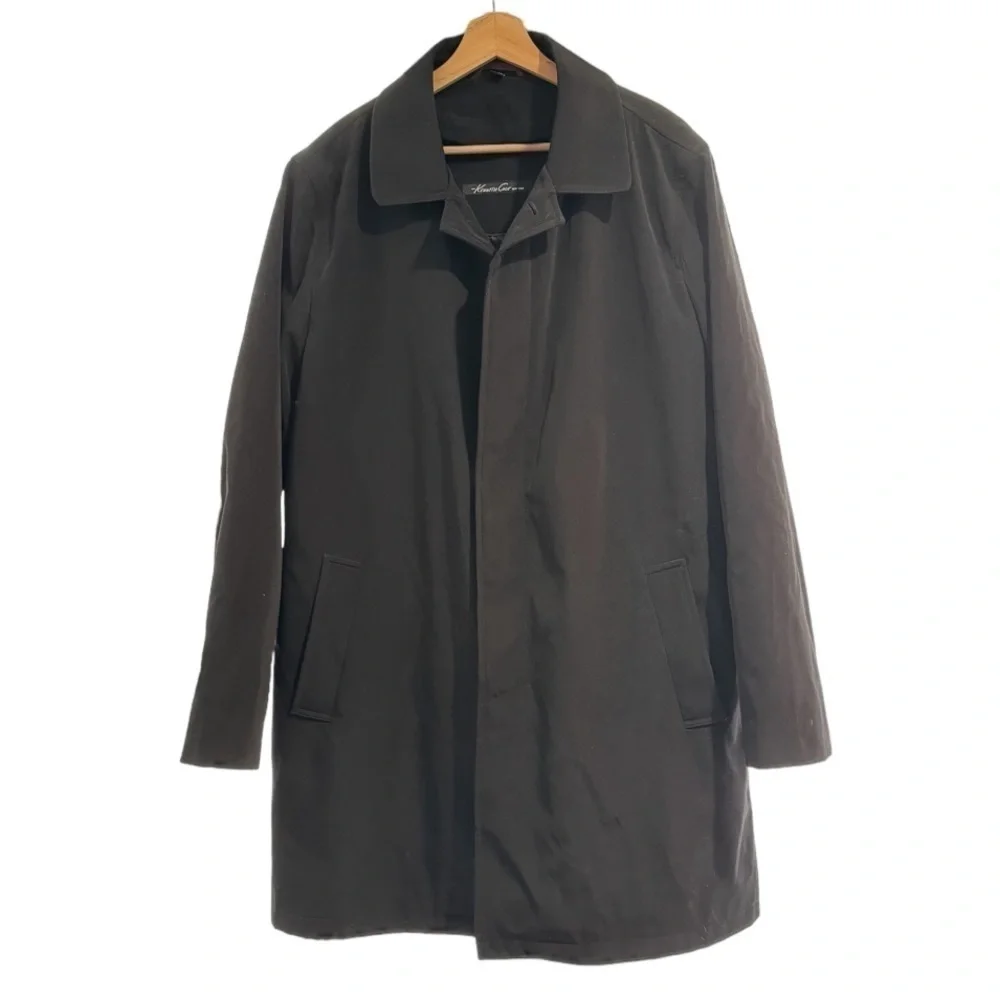 Kenneth Cole Water Repellent Trench Coat with Removable Lining, Black, Large